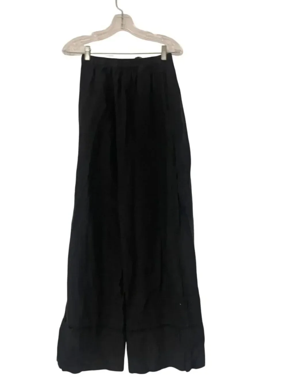 Zara ZW womens Linen Palazzo Pants trousers XS Black Wide Leg 4043/059 NWT